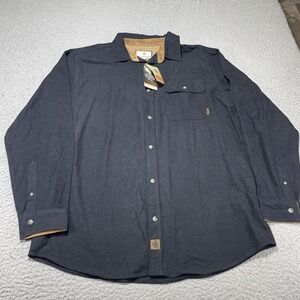 Legendary Whitetails Shirt Mens XLT Black Heather Buck Camp Flannel Button Front